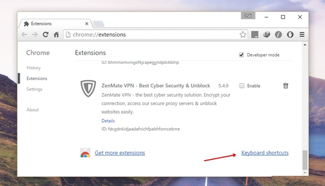 google chrome - extension có hỗ trợ phím tắt hay không?